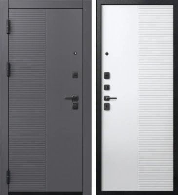 Дверь V-18 Черный муар + Кашемир графит - Кашемир Белый