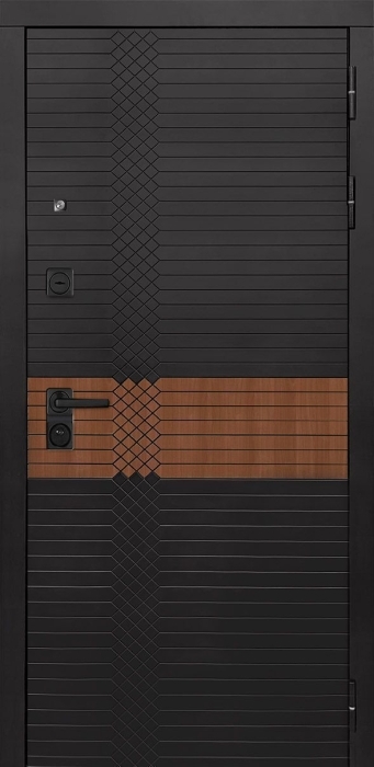 Входная дверь Модель L - 49 ФЛ-659 (12мм, nussbaum+черная патина винорит) внешняя сторона